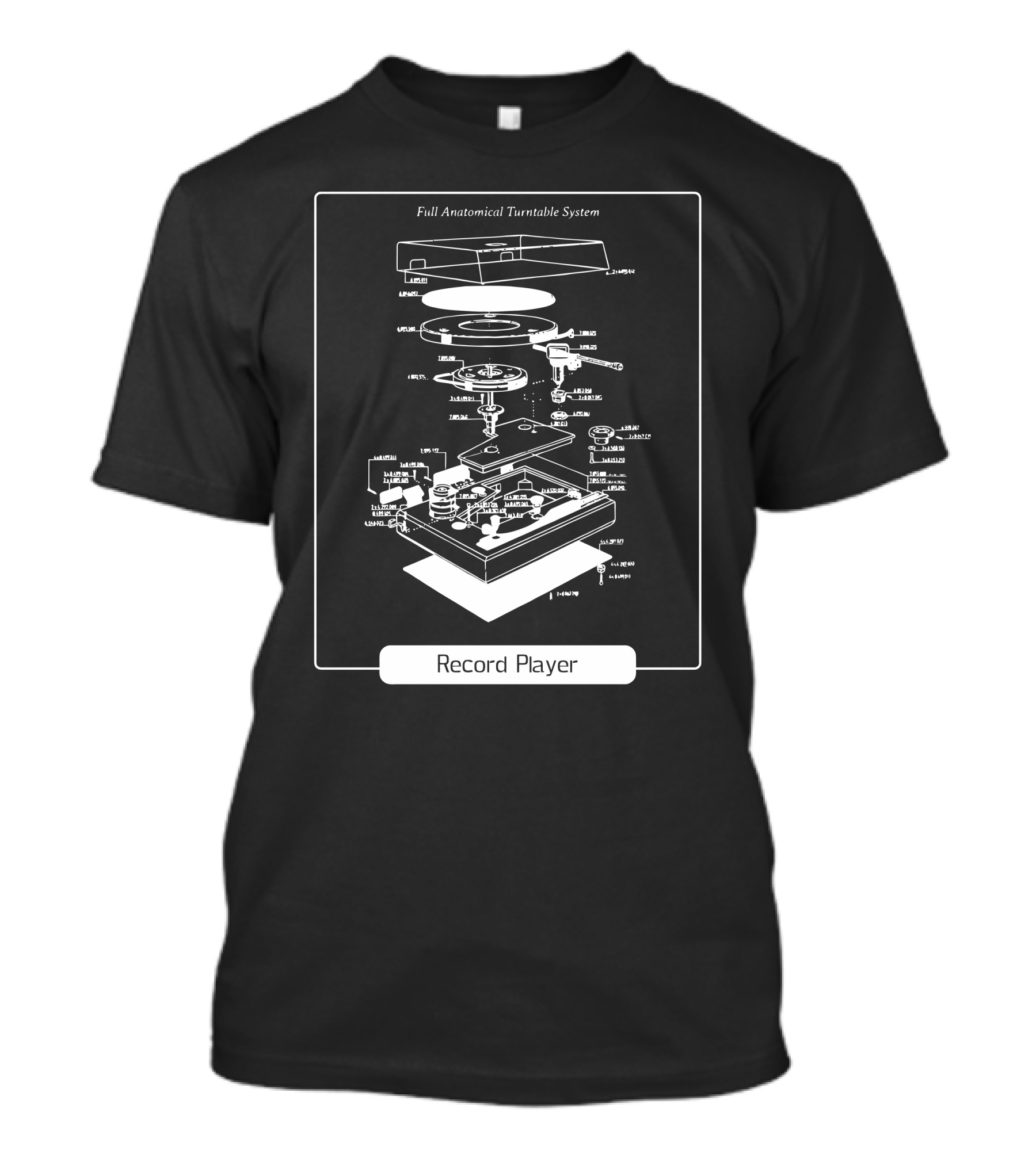 Full Anatomical Turntable System Record Player Diagram T-Shirt