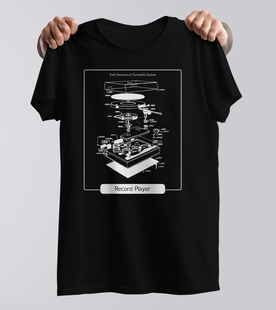 Full Anatomical Turntable System Record Player Diagram T-Shirt
