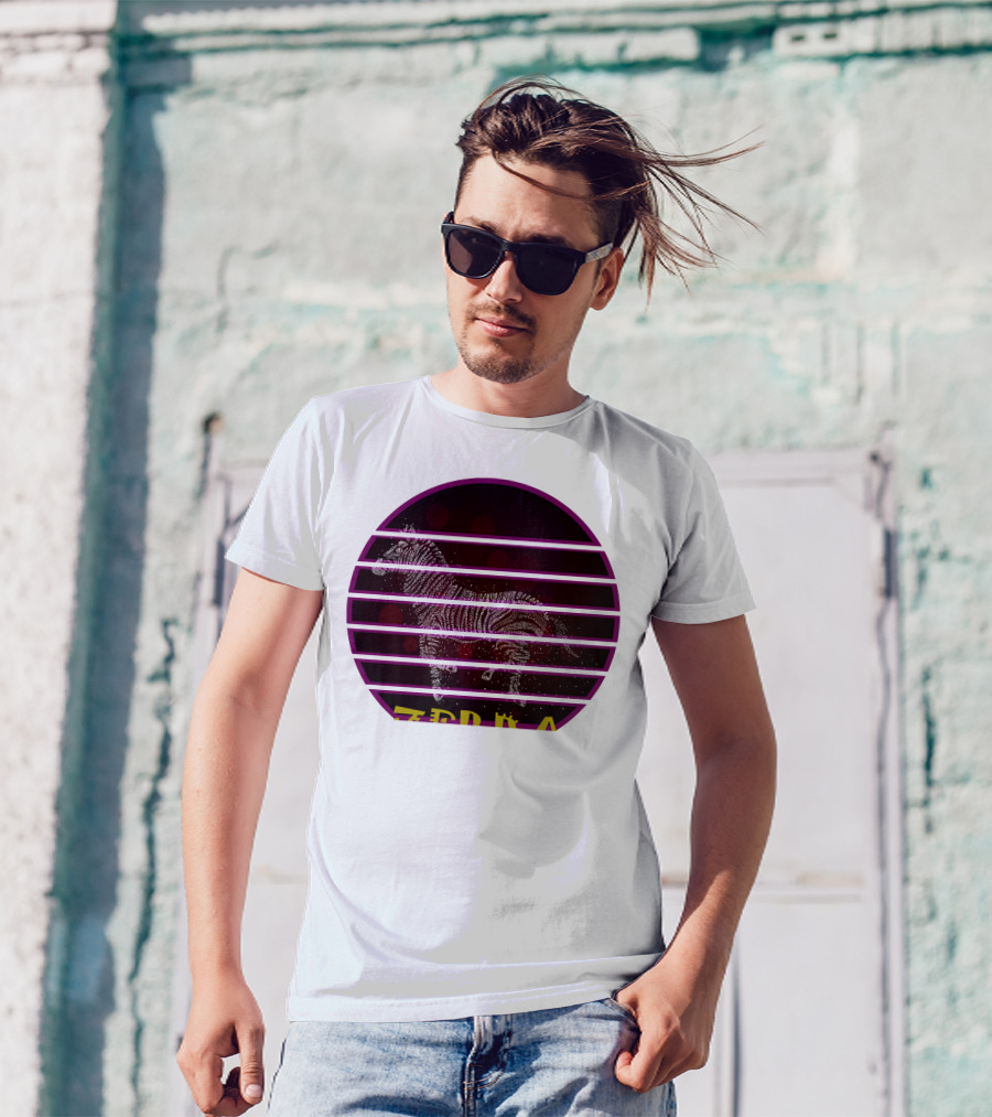 Zebra Retro Striped Vintage Circle T-Shirt