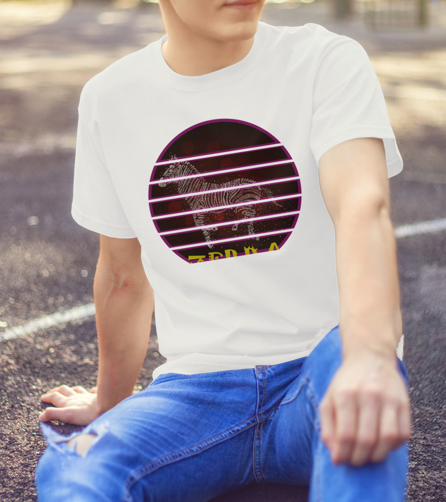 Zebra Retro Striped Vintage Circle T-Shirt