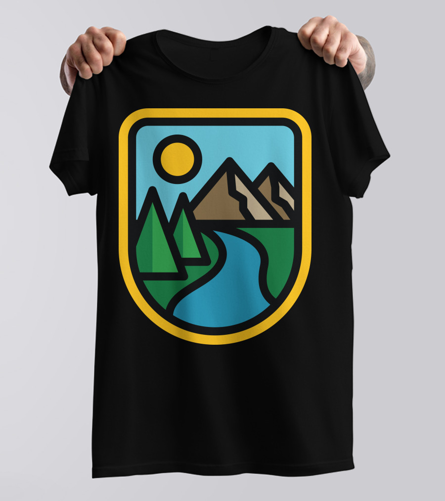 River Line Scenic Mountain Shield Badge T-Shirt