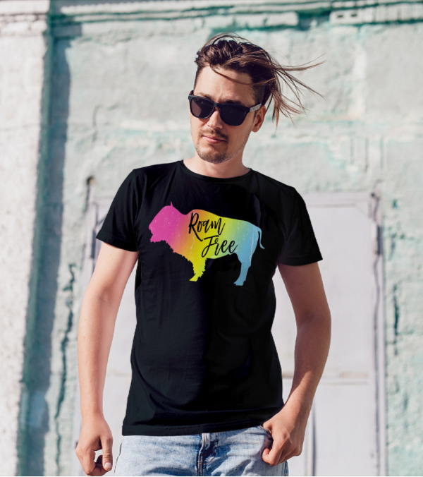 Roam Free Bison Rainbow T-Shirt