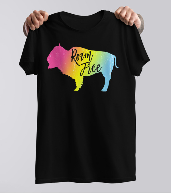 Roam Free Bison Rainbow T-Shirt