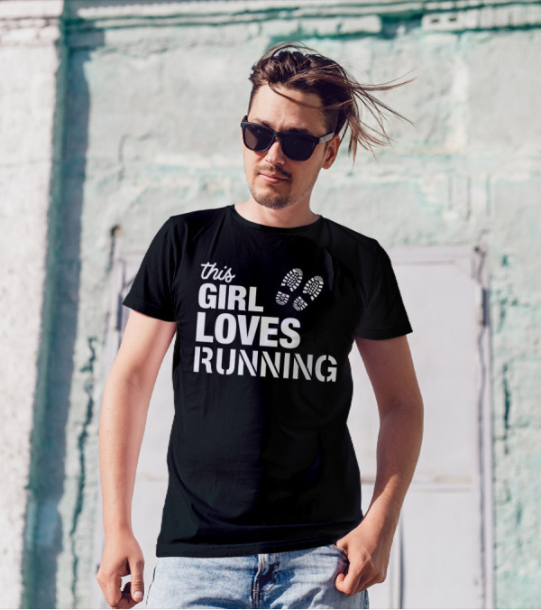 This Girl Loves Running With Footprints T-Shirt