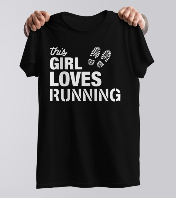 This Girl Loves Running With Footprints T-Shirt