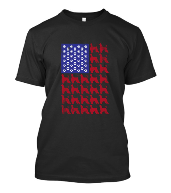 Afghan Hound Paw Prints American Flag Patriotic 4th Of July T-Shirt