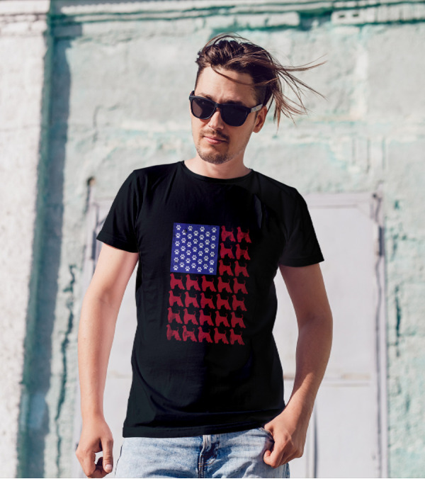 Afghan Hound Paw Prints American Flag Patriotic 4th Of July T-Shirt