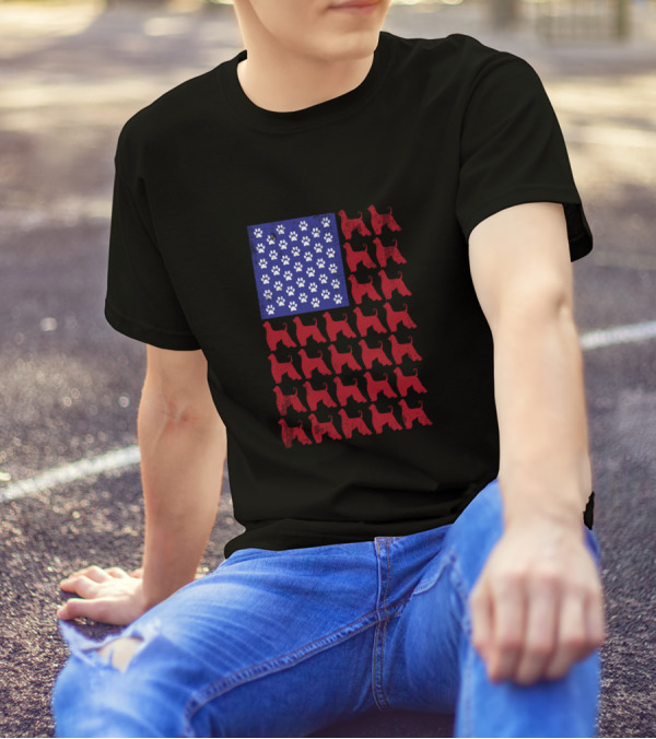 Afghan Hound Paw Prints American Flag Patriotic 4th Of July T-Shirt