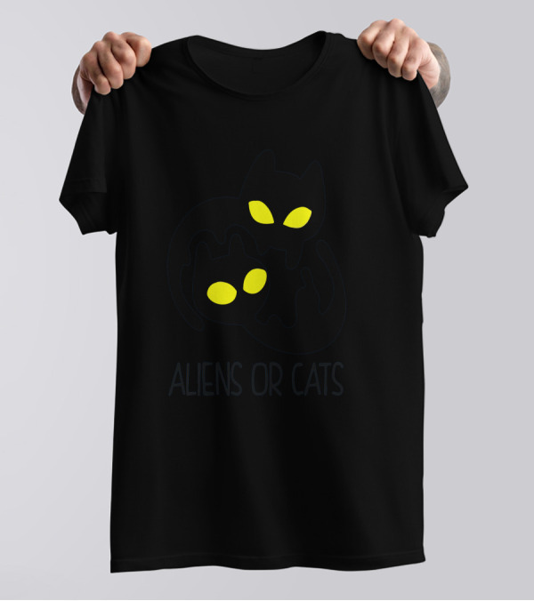 ALIENS OR CATS Yellow Eyes Dark Mystique T-Shirt