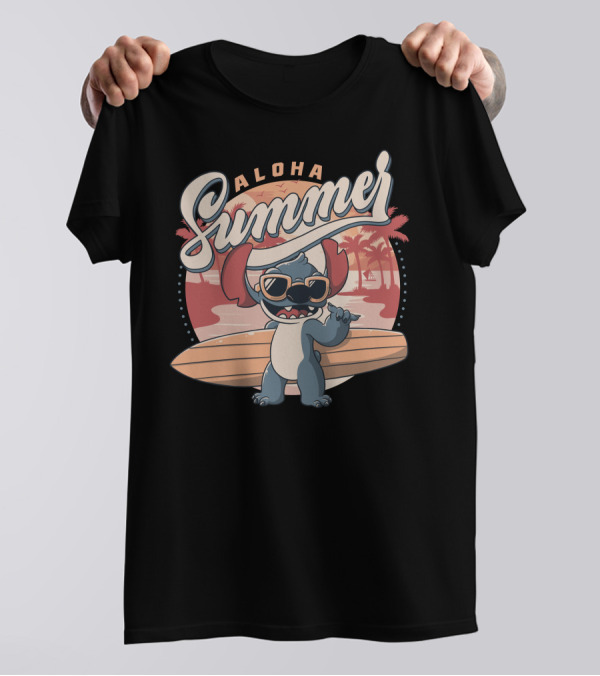 Aloha Summer Funny Alien Beach Surf Vibes T-Shirt