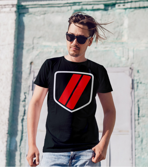 American Muscle Stripe Red Shield Emblem T-Shirt