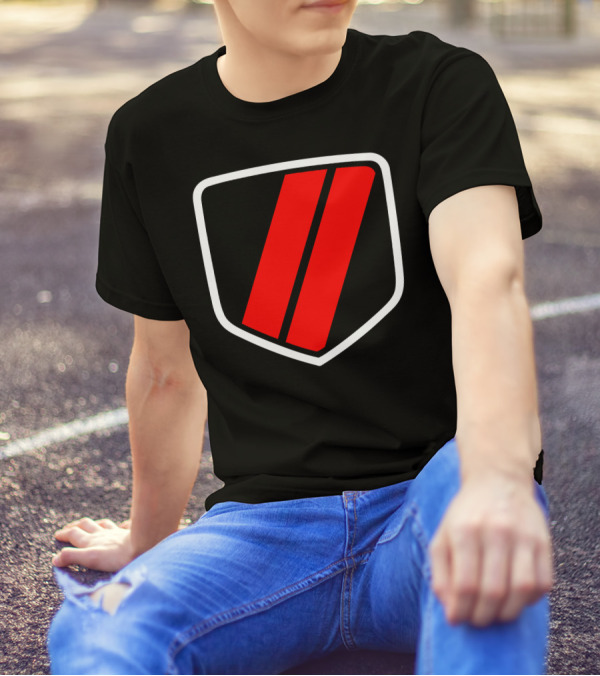 American Muscle Stripe Red Shield Emblem T-Shirt