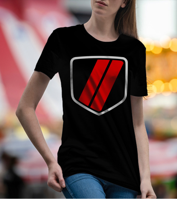 American Muscle Stripe Red Shield Emblem T-Shirt