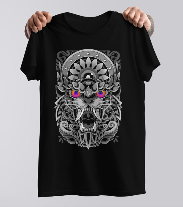 Angry Tiger Tribal Mandala T-Shirt