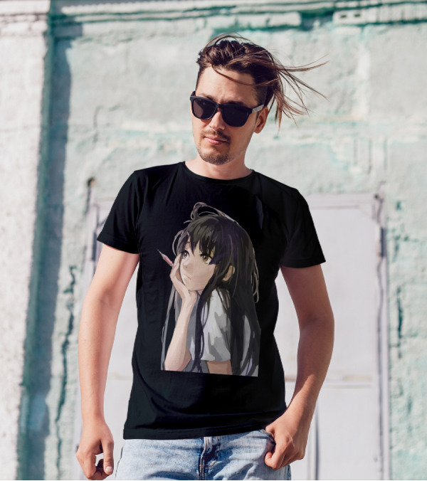Anime Artist Girl Deep In Thought Lowpoly Zoomout Effect T-Shirt