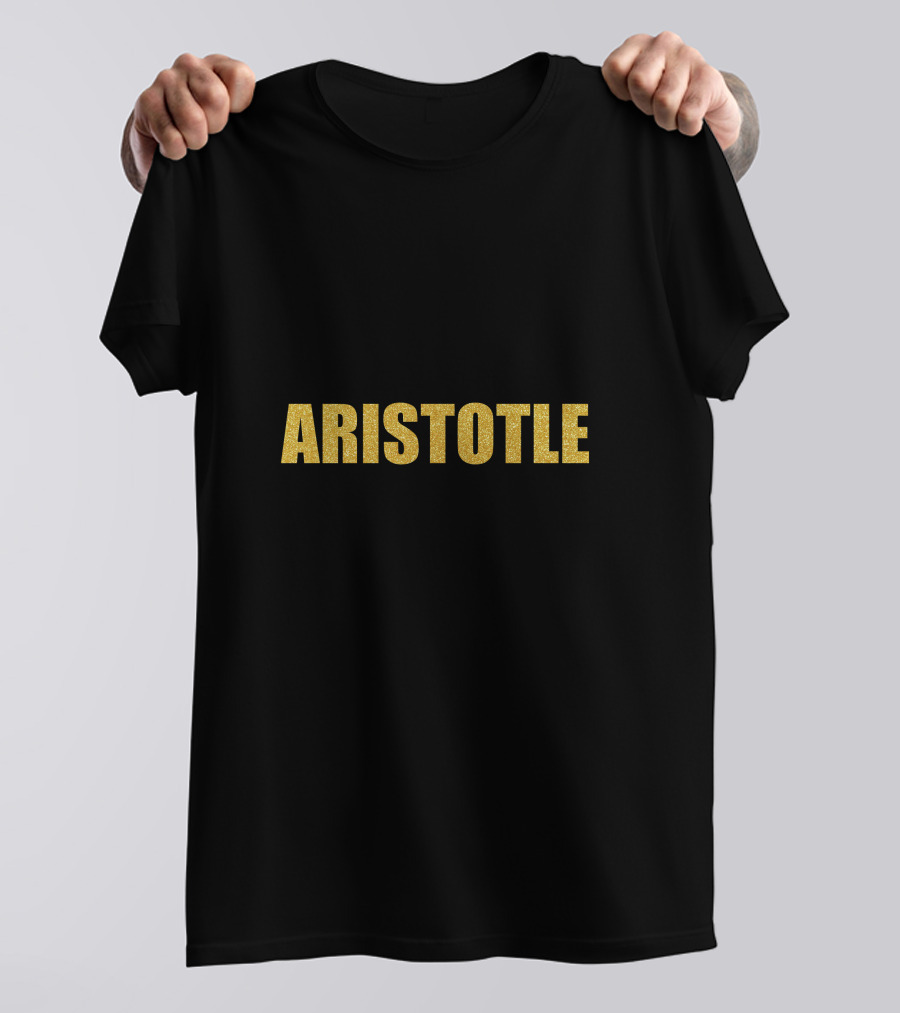Aristotle Quality Mask Golden Text T-Shirt