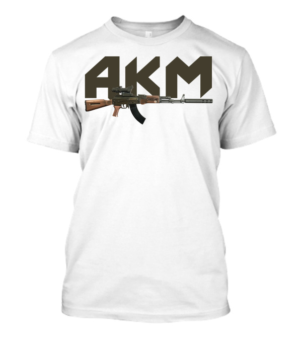 AKM Assault Rifle Large Text Behind Image T-Shirt
