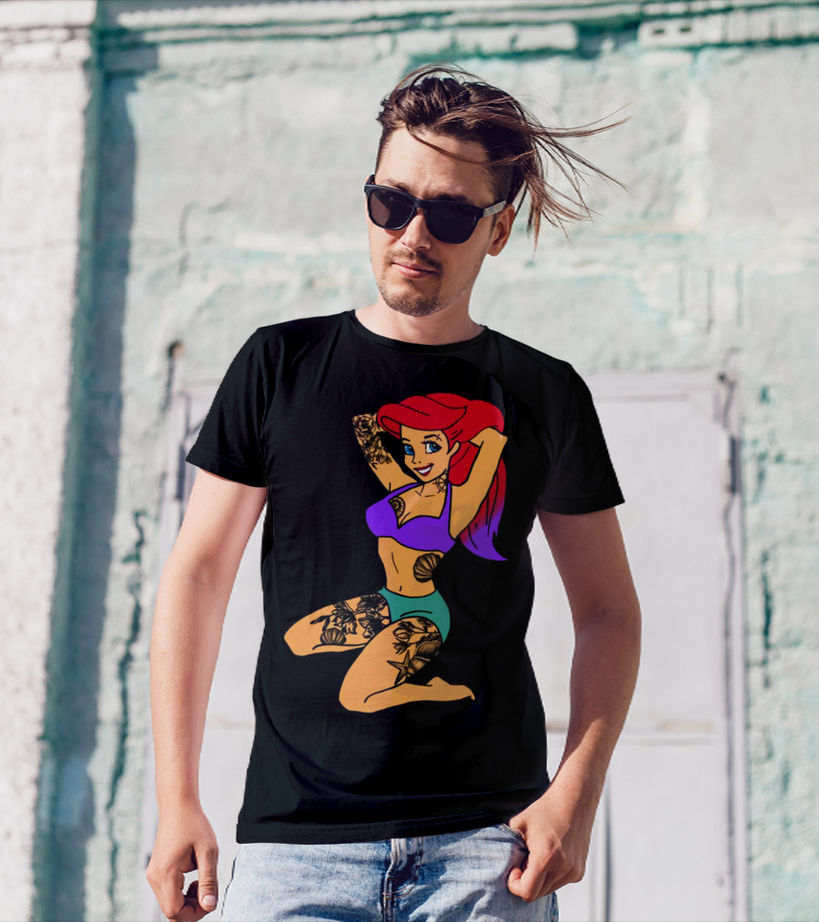 Beauty Ariel Tattoo Vibrant Red Hair Fantasy T-Shirt