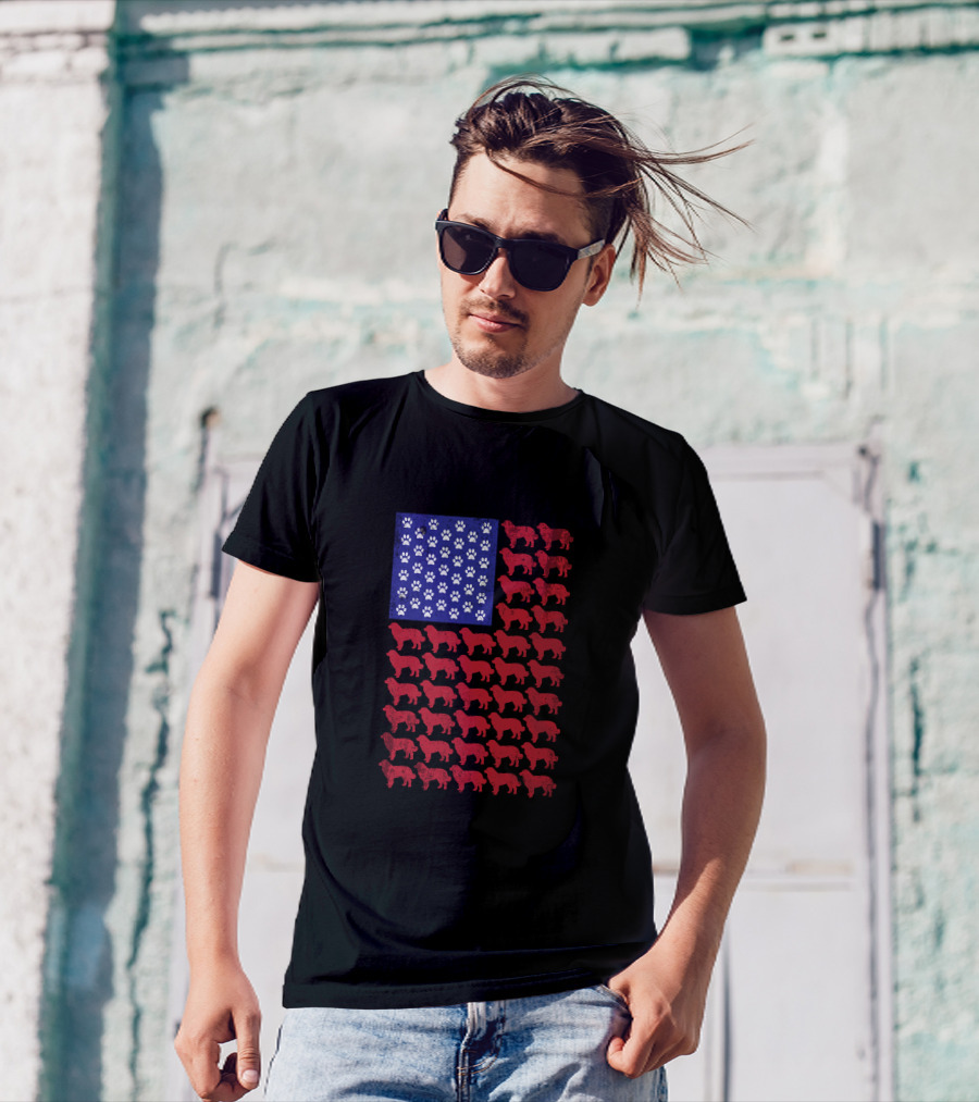 Patriotic Bernese Mountain Dog American Flag 4th Of July T-Shirt