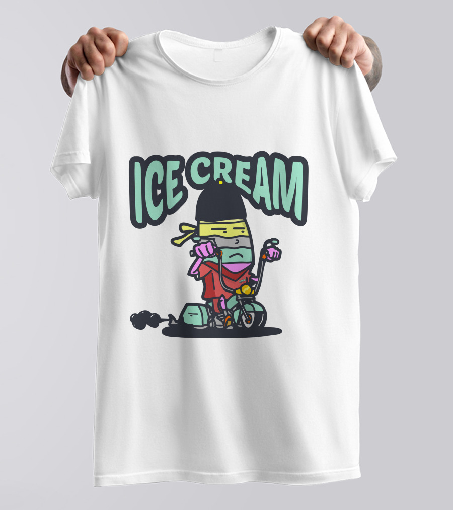 Ice Cream Biking Character With Cartoon T-Shirt