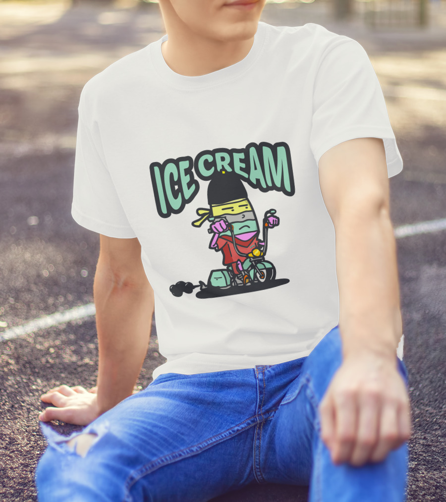 Ice Cream Biking Character With Cartoon T-Shirt