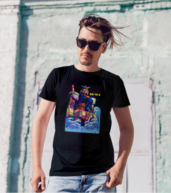 Gundam RX-78-2 Retro Wave And Ocean T-Shirt