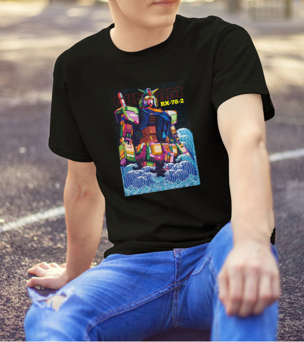 Gundam RX-78-2 Retro Wave And Ocean T-Shirt