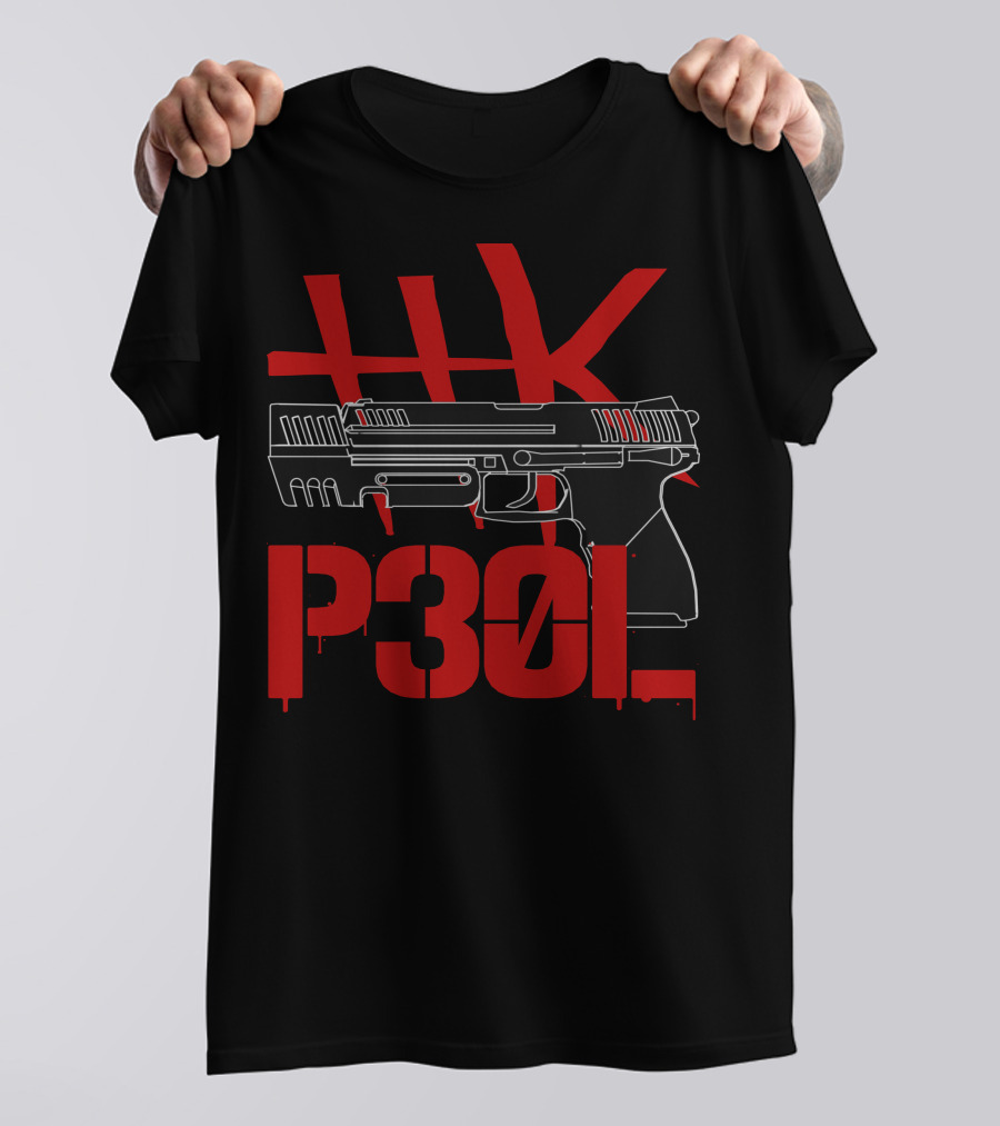 HK P30L Handgun Outline In T-Shirt