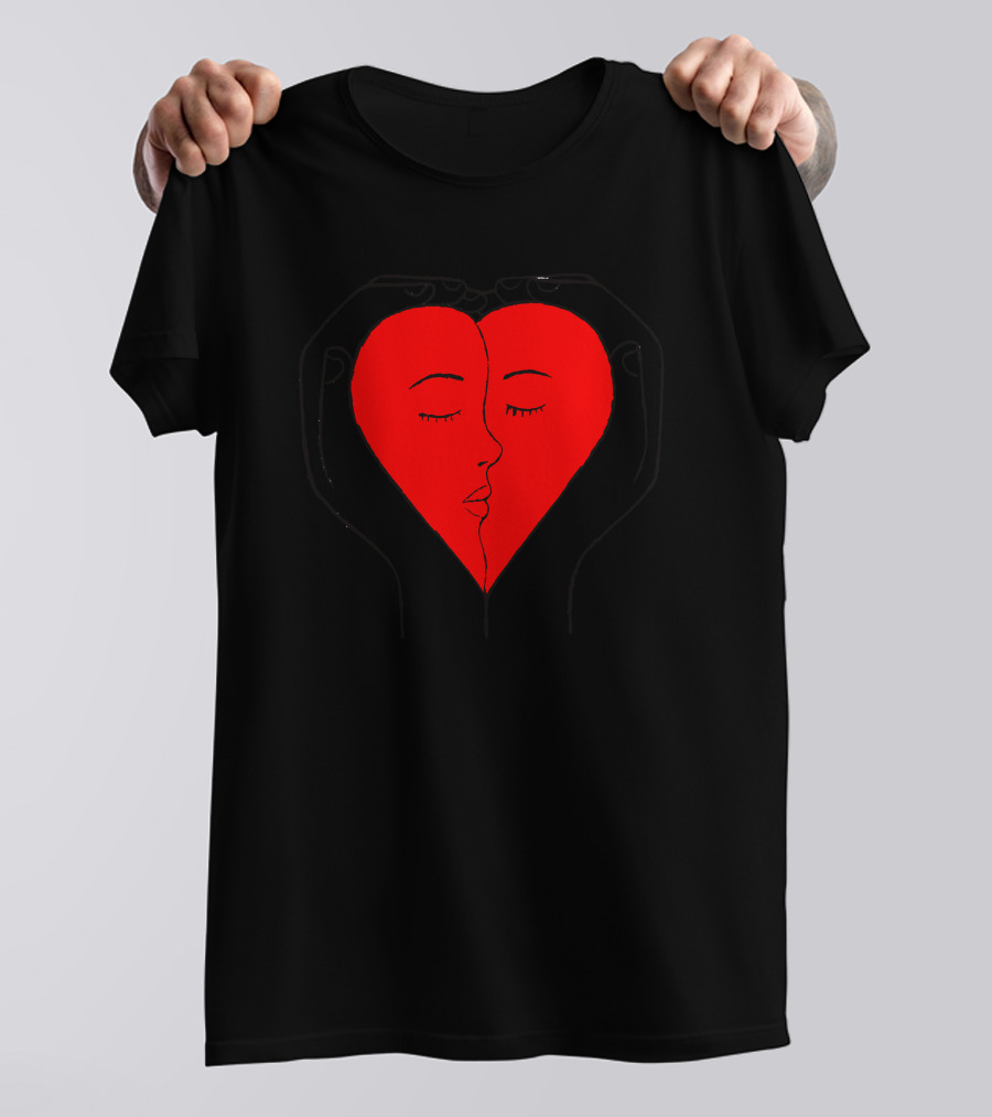 Hands Holding Heart Faces Love T-Shirt