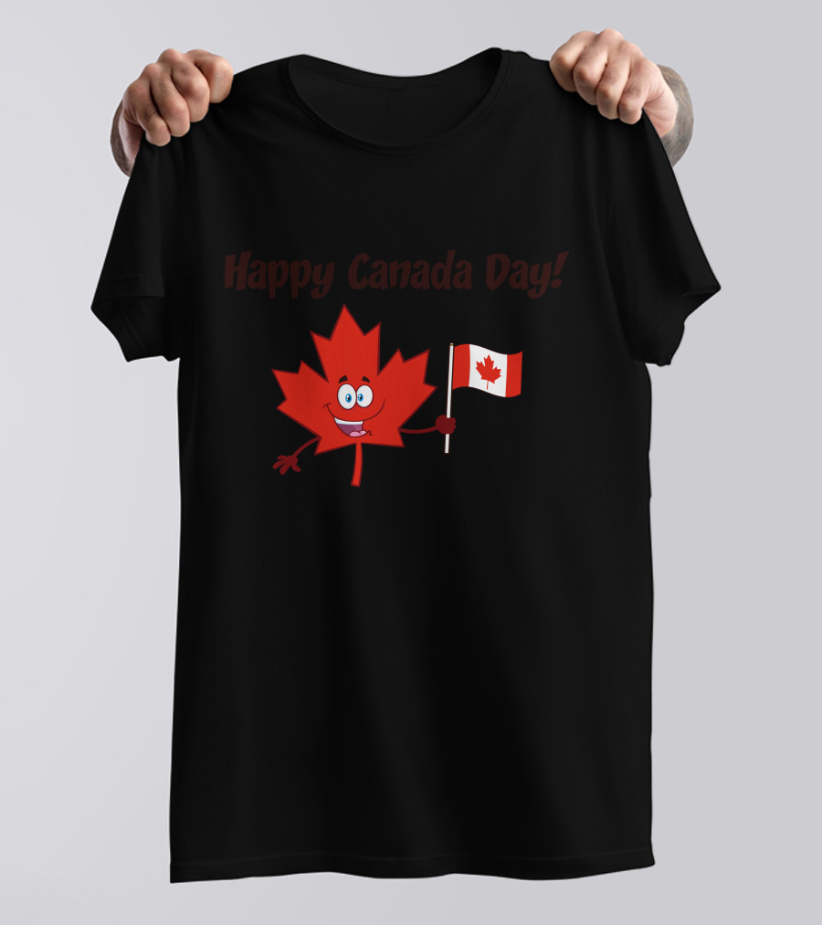Happy Canada Day Maple Leaf Holding Flag T-Shirt