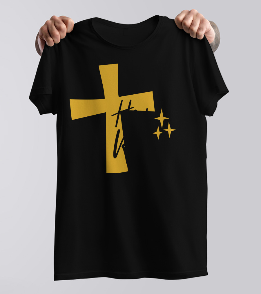 He Is Risen Matthew 28:6 Gold Cross And Stars T-Shirt