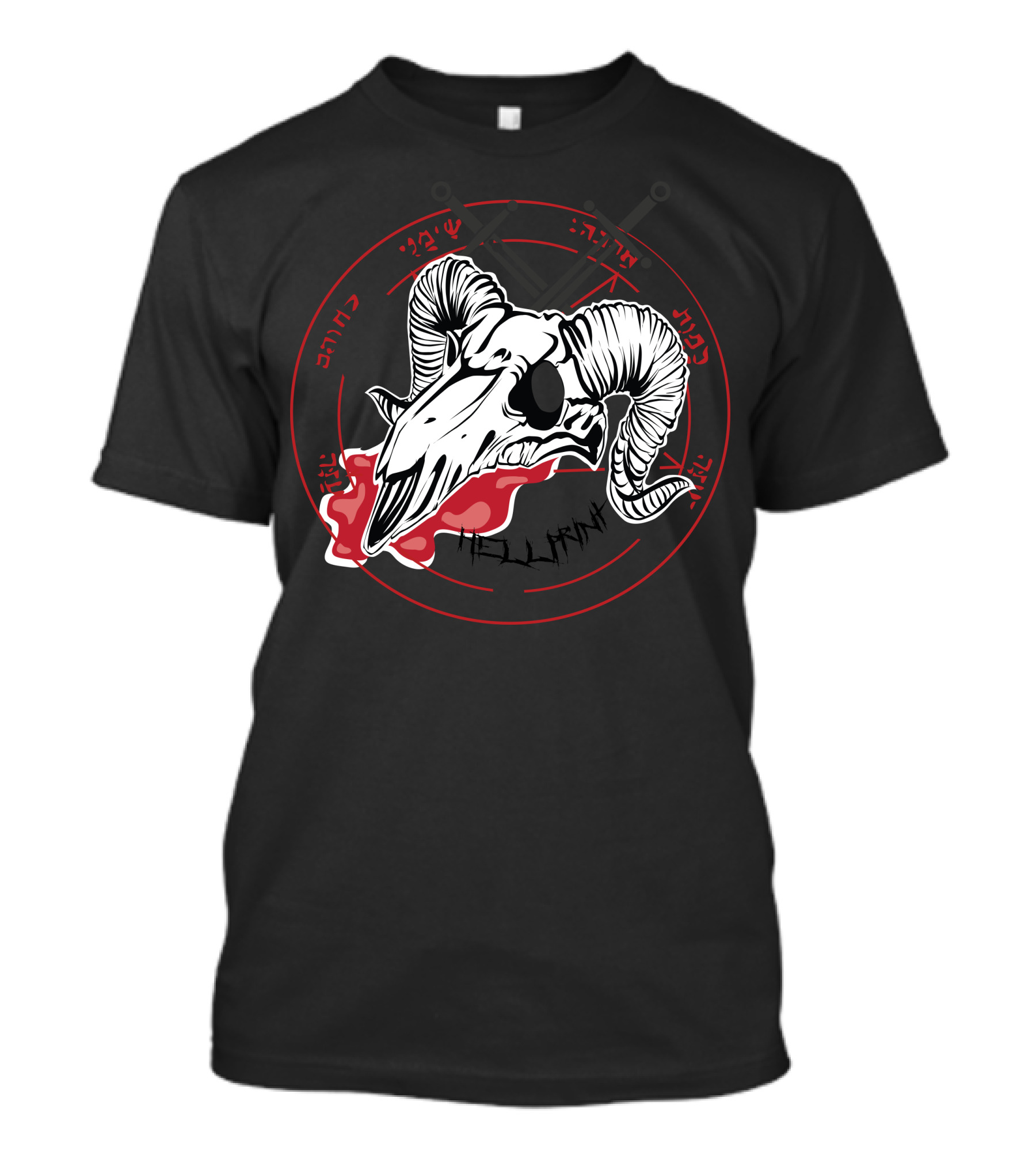 HELLPRINT BAPHOMET RAM SKULL RED BLOOD CIRCLE T-Shirt