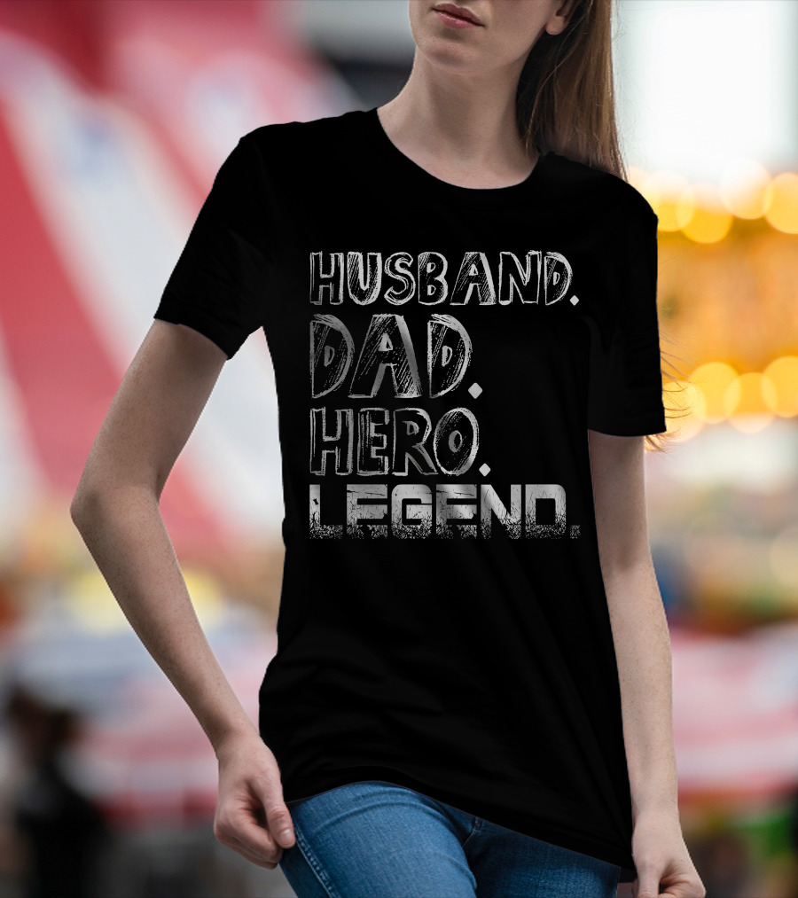 Husband Dad Hero Legend Black T-Shirt