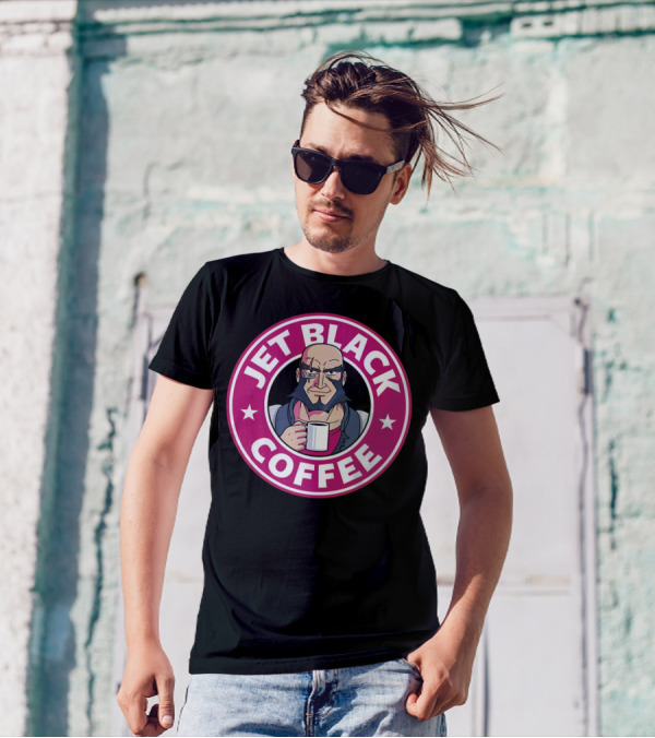 Jet Black Coffee Anime Character Holding Mug T-Shirt