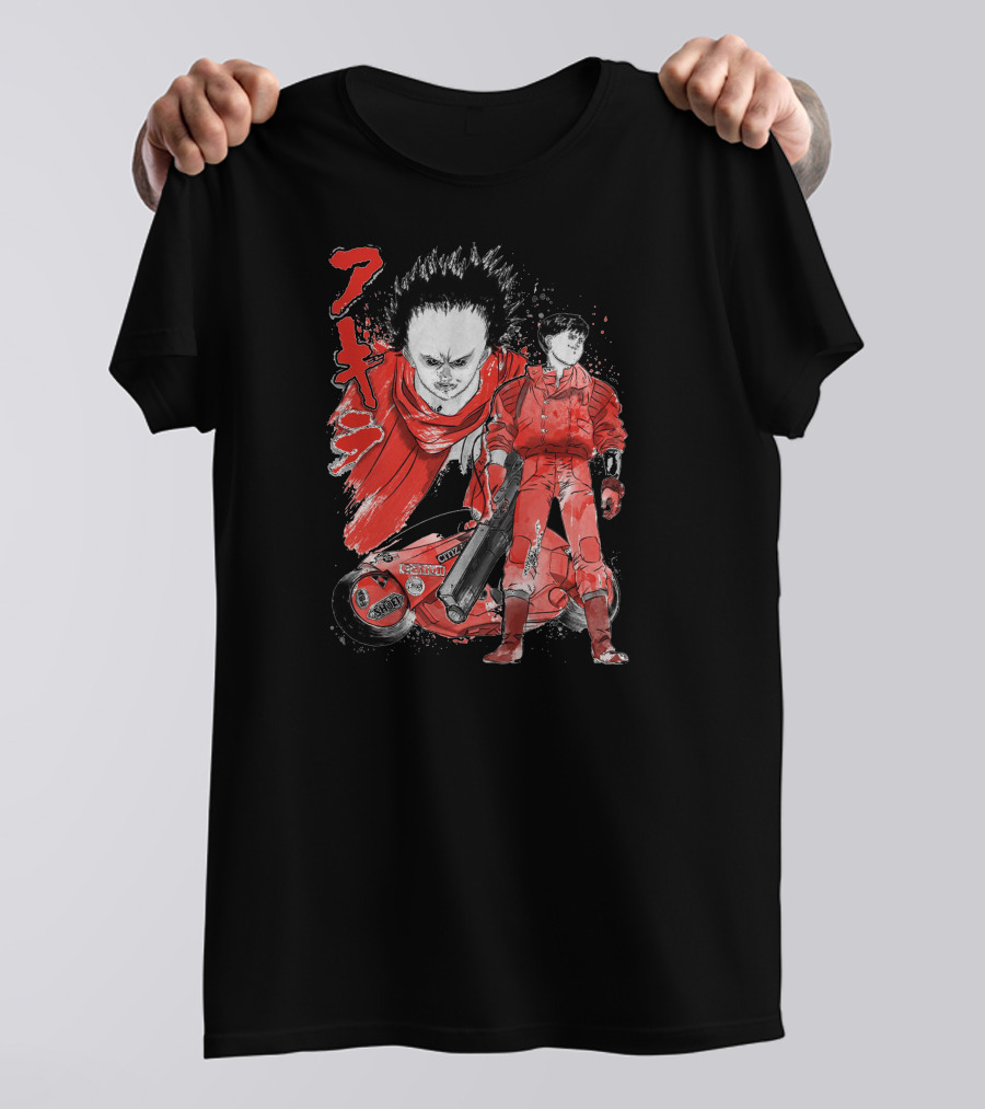 Kaneda And Tetsuo Akira Red Bike Manga T-Shirt