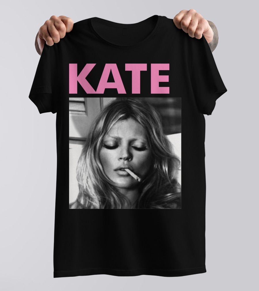 Kate Moss Smoking Portrait Black And White Image T-Shirt
