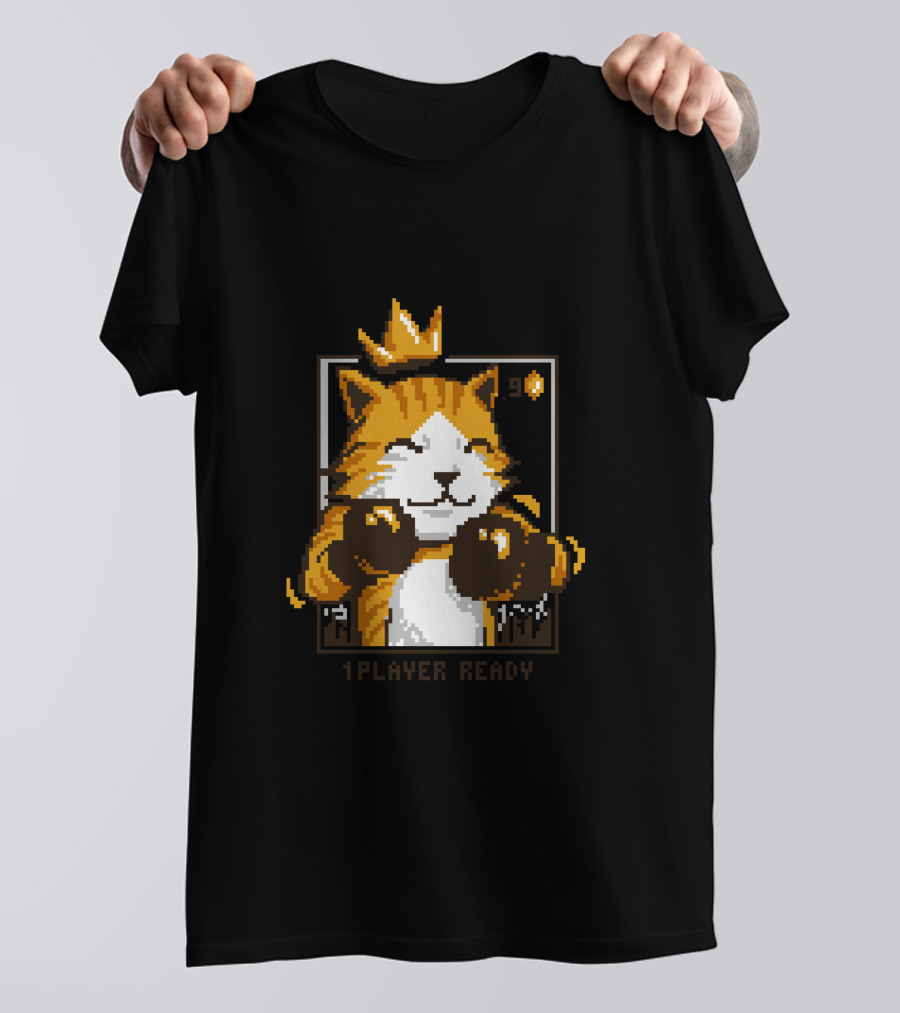 King Punch Pixel Cat Player Ready T-Shirt