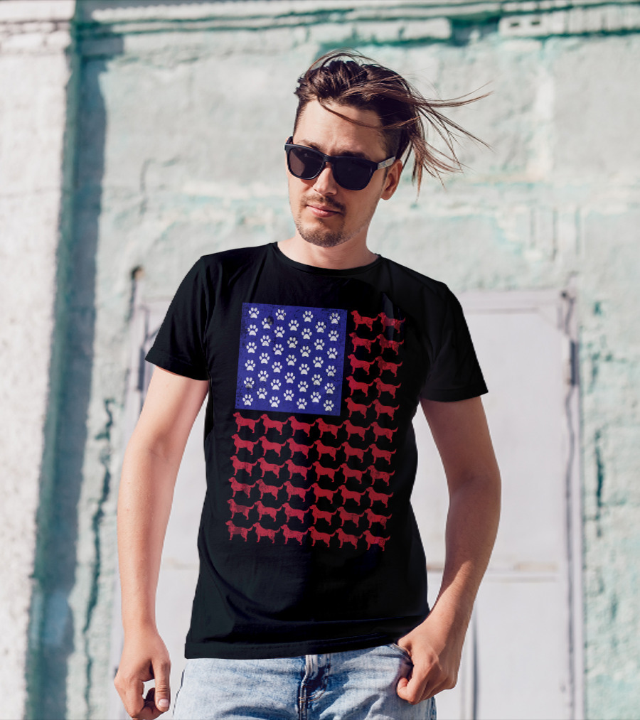 Labrador Retriever American Flag Paw Prints T-Shirt