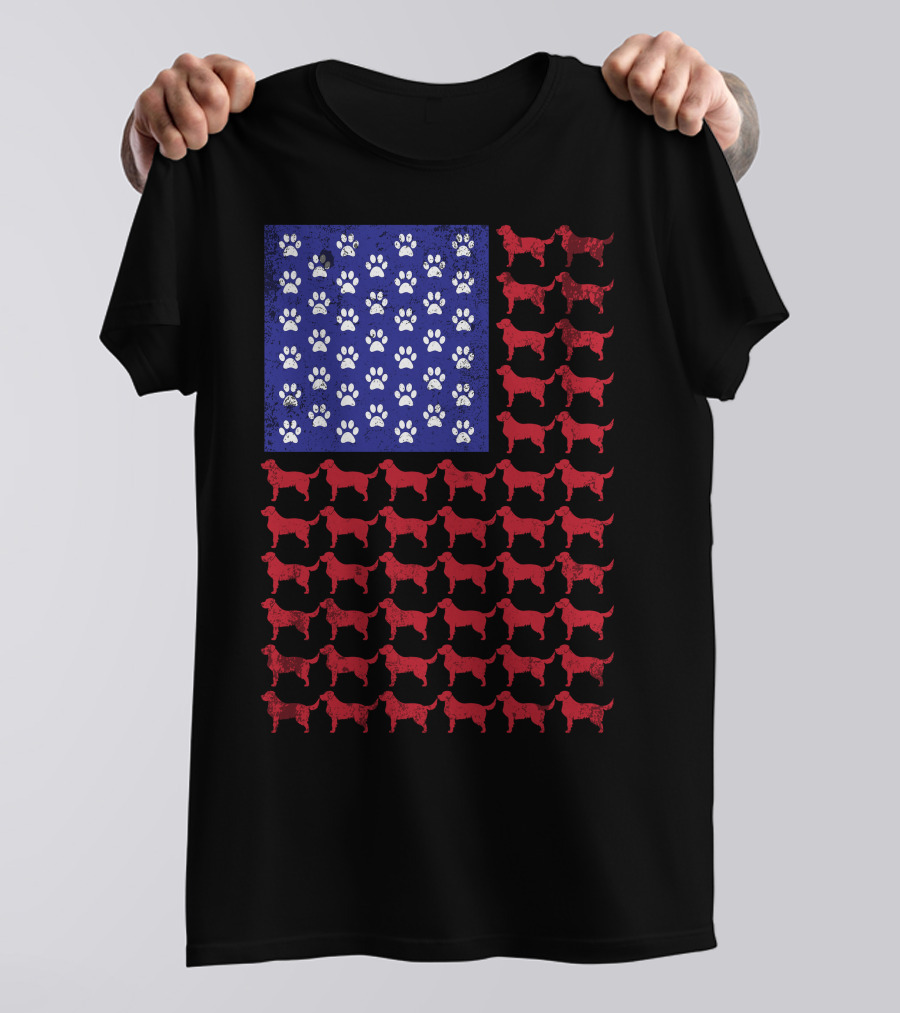Labrador Retriever American Flag Paw Prints T-Shirt
