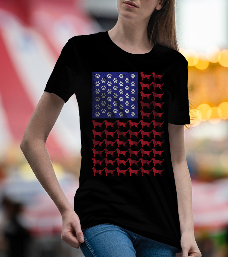 Labrador Retriever American Flag Paw Prints T-Shirt