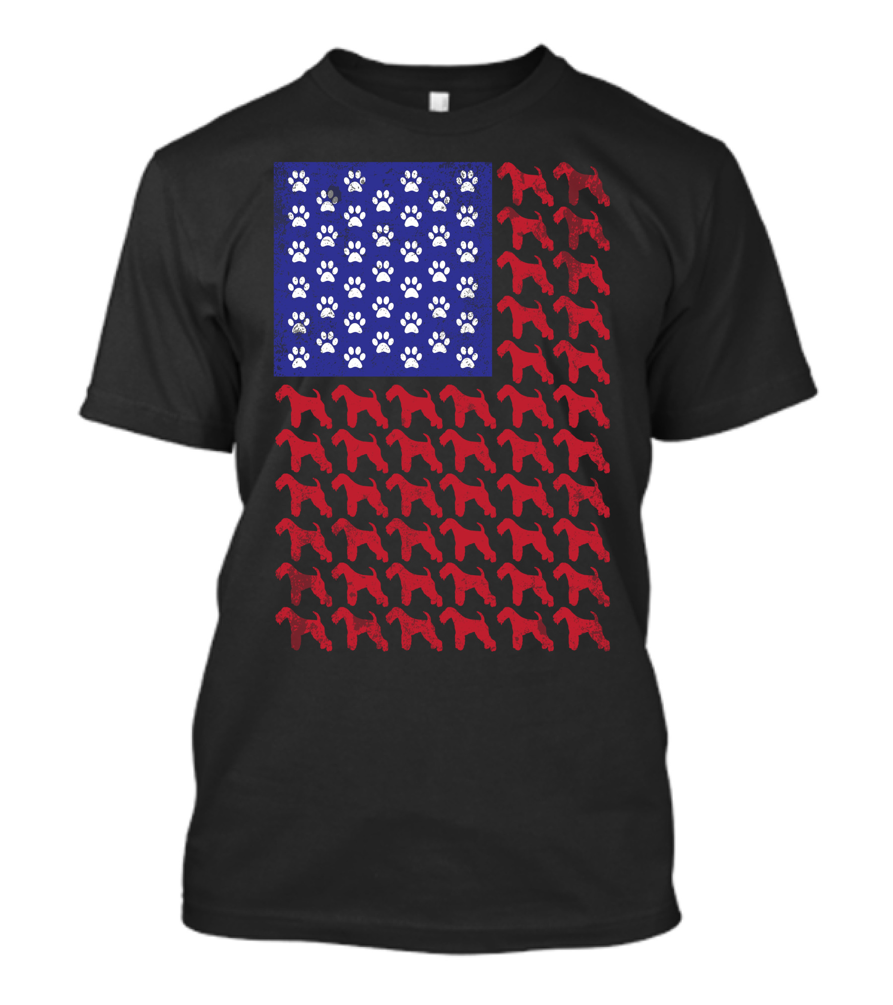 Lakeland Terrier Paw Print Stars And Terrier Stripes American Flag T-Shirt