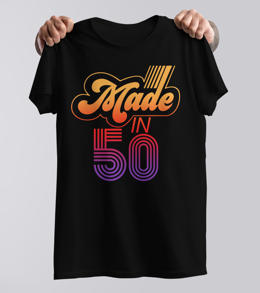 Made In 50 Retro Gradient Typography T-Shirt