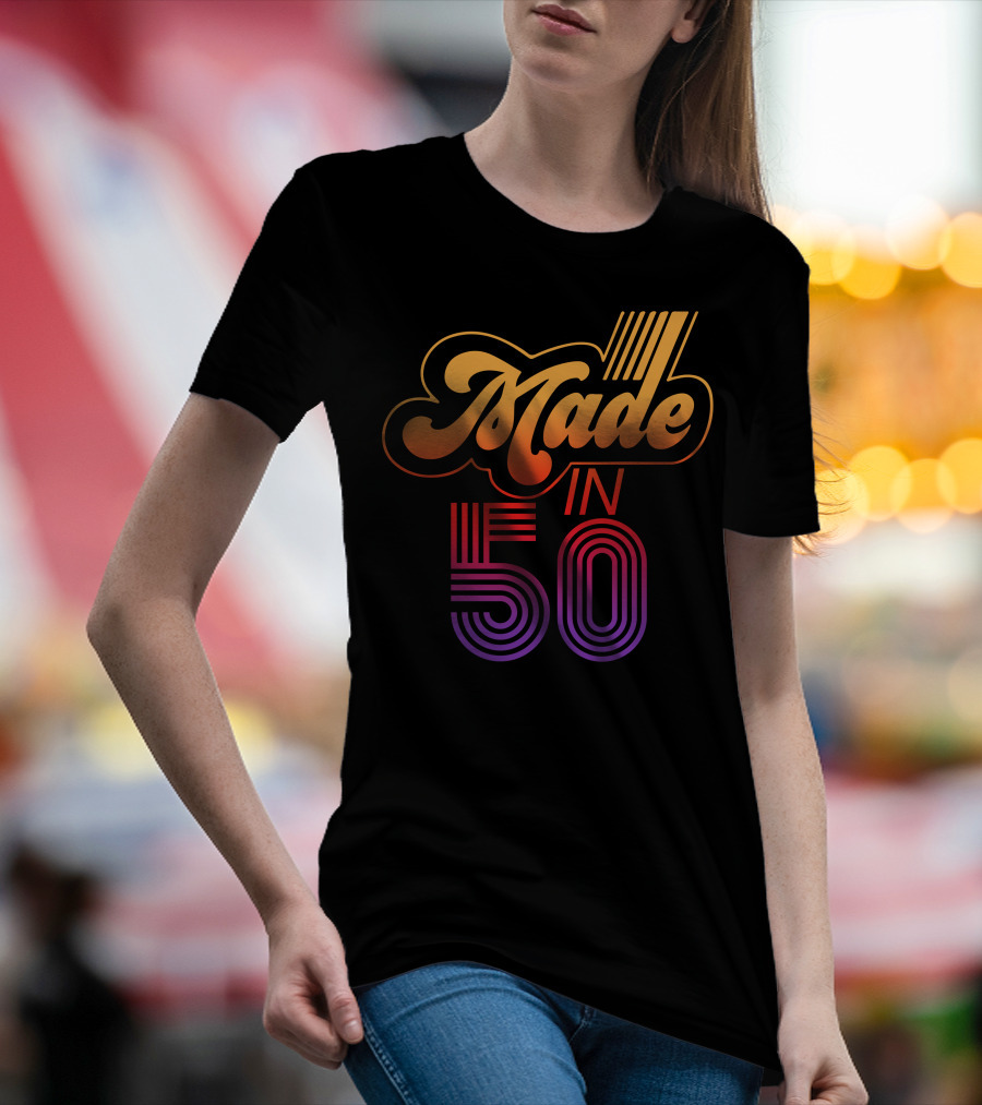 Made In 50 Retro Gradient Typography T-Shirt