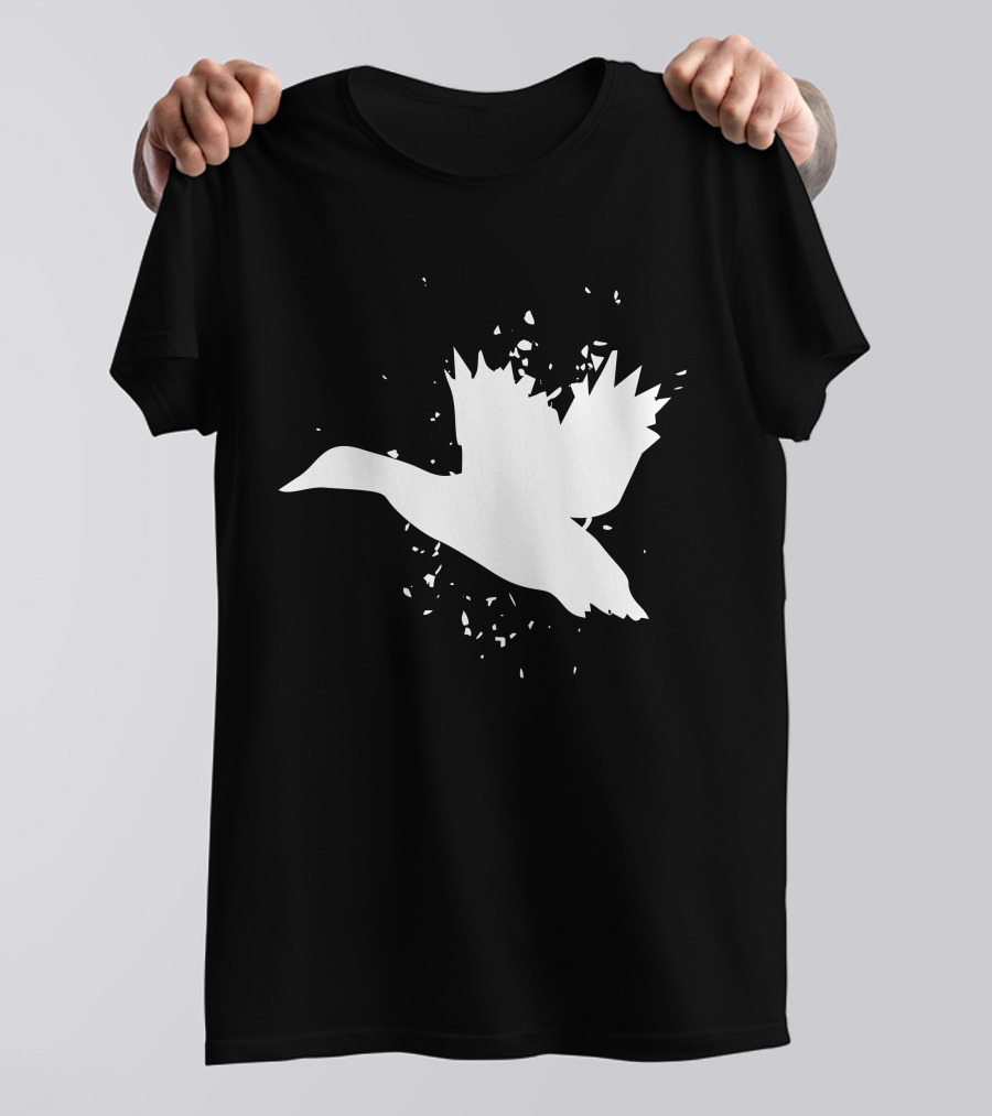 Mallard Duck Silhouette In Flight With Abstract Accents T-Shirt