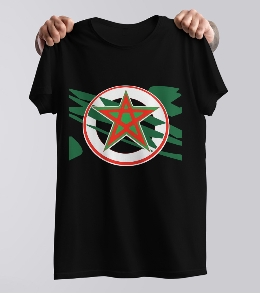 Moroccan Star Emblem With Red And Green Geometric T-Shirt