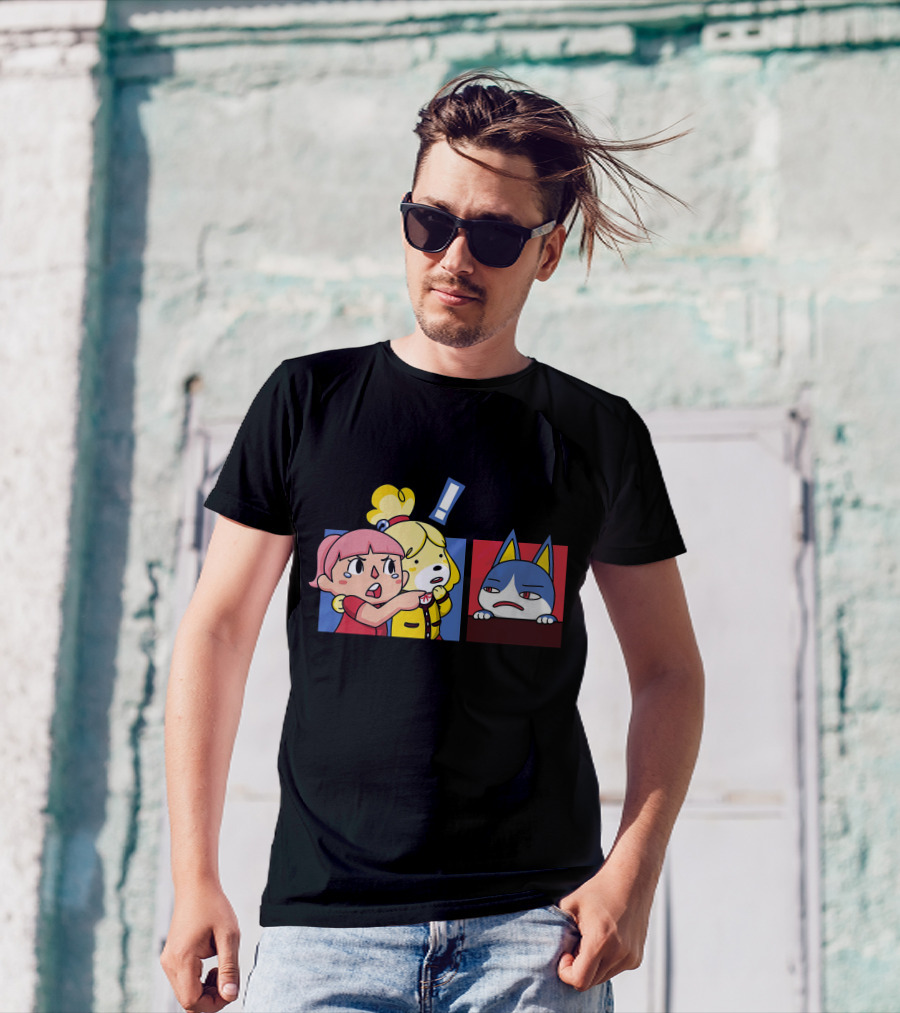 Meme Crossing Mad Cat Reaction Animal Village Crossover T-Shirt