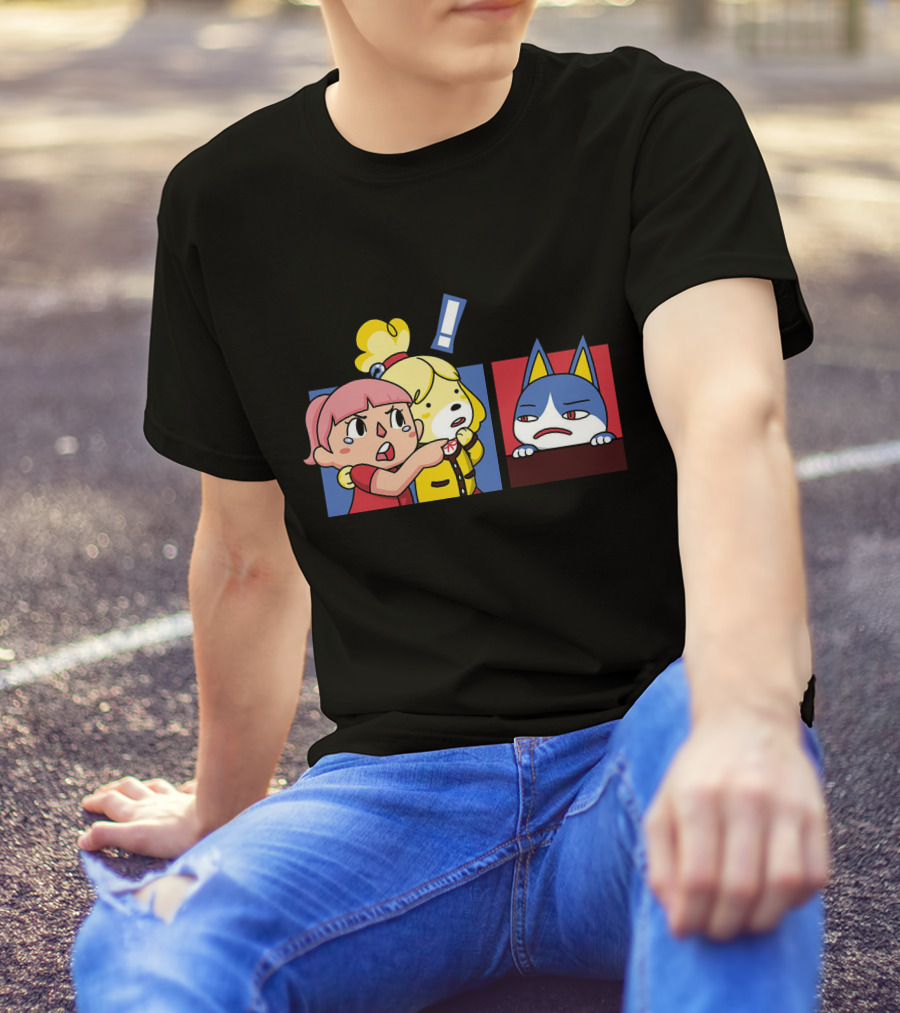 Meme Crossing Mad Cat Reaction Animal Village Crossover T-Shirt