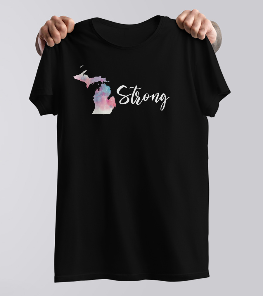 Michigan Strong Watercolor Map T-Shirt