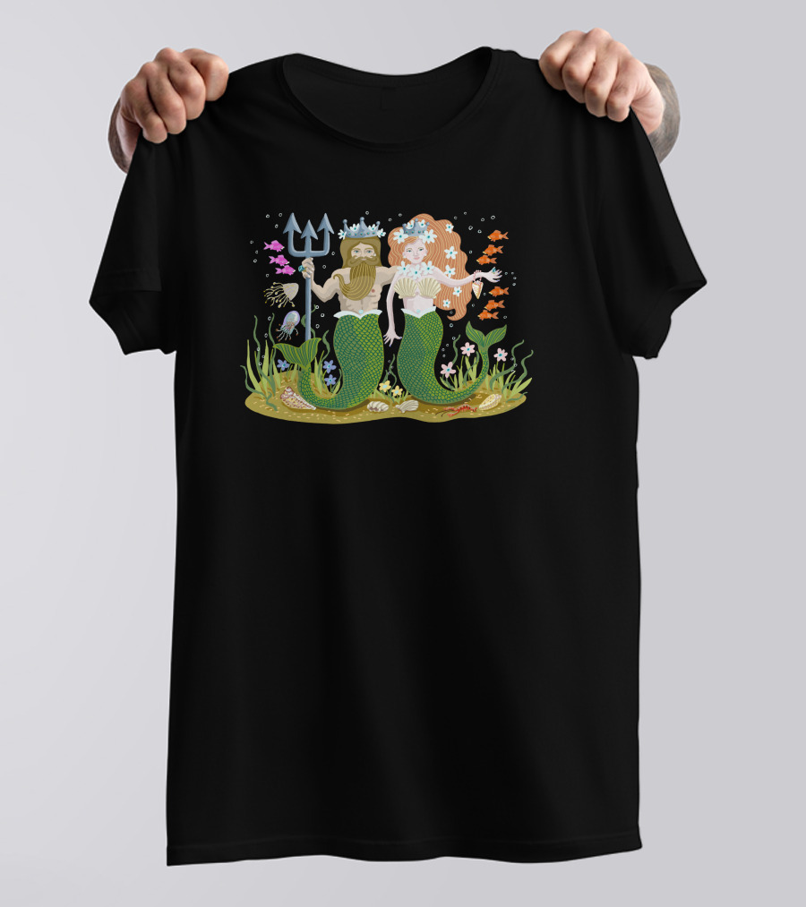 Mermaid Couple Underwater Ceremony Neptune Nuptials T-Shirt