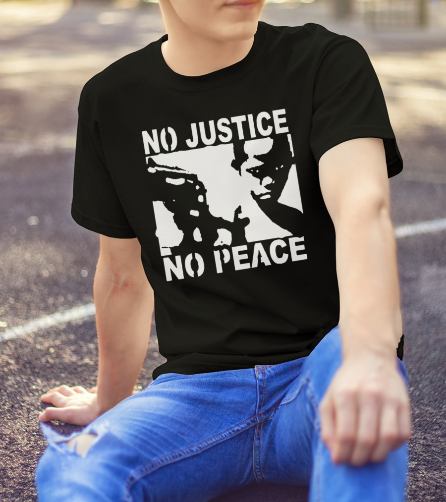 NO JUSTICE NO PEACE Stencil Style Protest T-Shirt